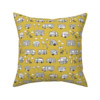 vintage camper van fabric // rv road trip design - mustard and grey