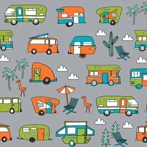 vintage camper van fabric // rv road trip design - grey