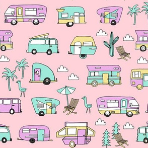 vintage camper van fabric // rv road trip design - pastel