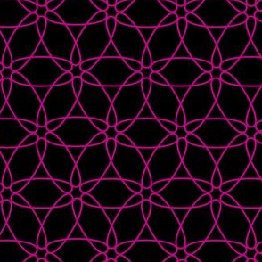 Interlocking Floral (magenta on black)