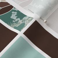 Star Quilt Squares in Mint and Chocolate, Wholecloth Quilt