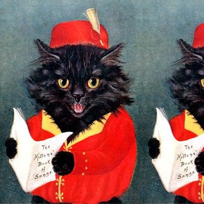 black cats Maine Coon singing singer choir songs music song book vintage retro Anthropomorphic whimsical animals