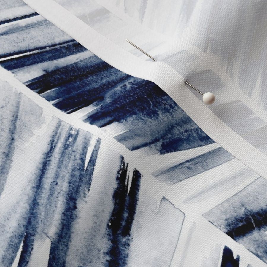 watercolor feather - navy Fabric | Spoonflower