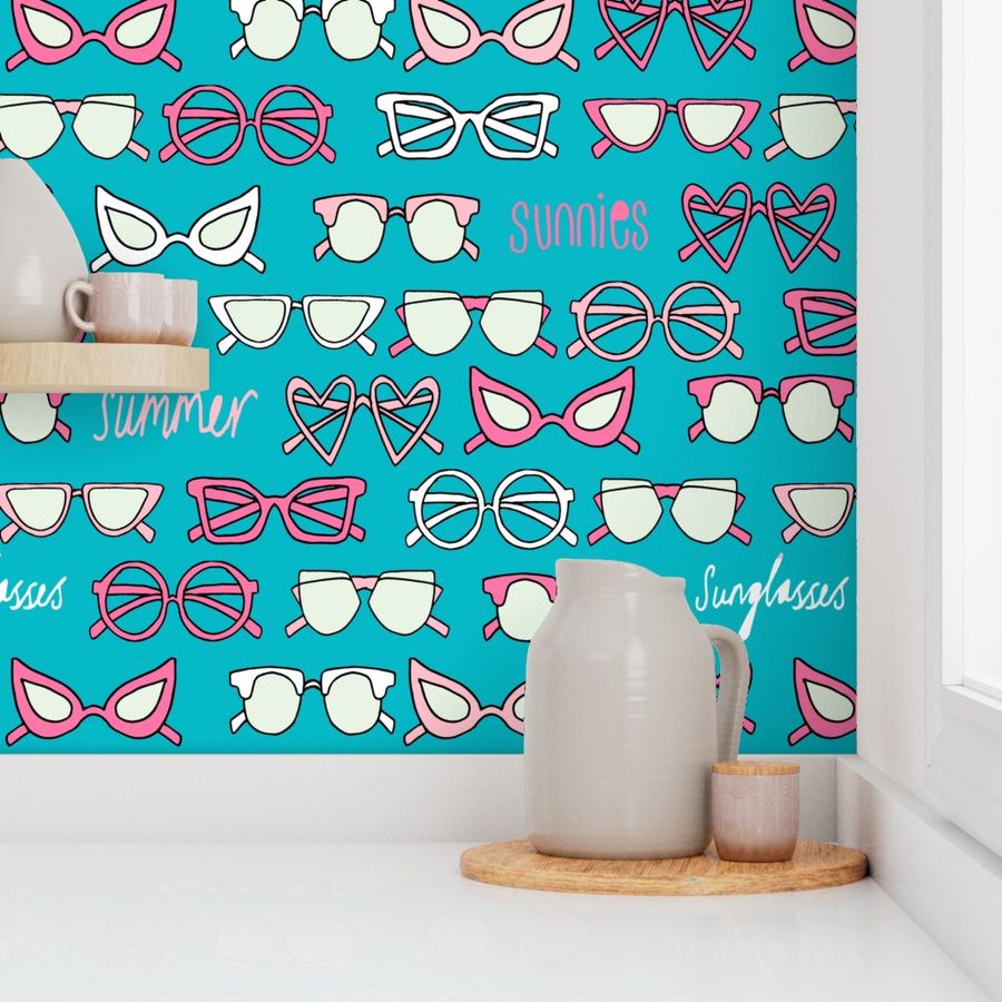 sunglasses fabric // cute summer girls sunnies sunglasses beach design - pink and turquoise