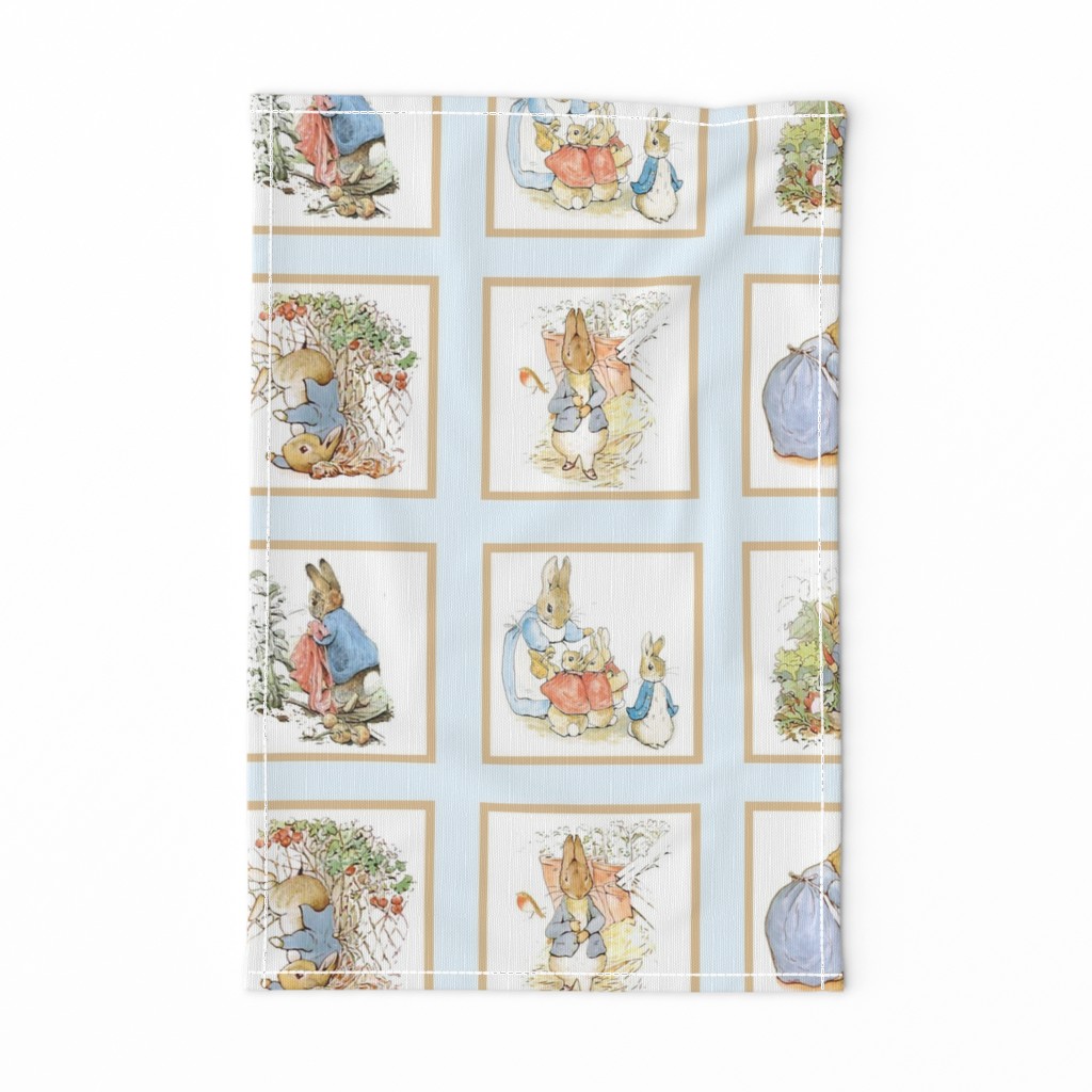 Peter Rabbit Quilt Block Panel No. 1  - Ice Blue