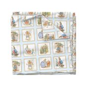 Peter Rabbit Quilt Block Panel No. 1  - Ice Blue