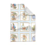 Peter Rabbit Quilt Block Panel No. 1  - Ice Blue