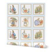 Peter Rabbit Quilt Block Panel No. 1  - Ice Blue