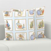 Peter Rabbit Quilt Block Panel No. 1  - Ice Blue