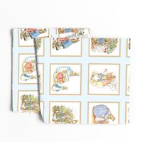 Peter Rabbit Quilt Block Panel No. 1  - Ice Blue