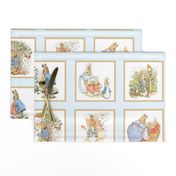 Peter Rabbit Quilt Block Panel No. 1  - Ice Blue