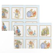 Peter Rabbit Quilt Block Panel No. 1  - Ice Blue