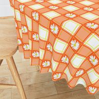 Daisies on Orange Plaid