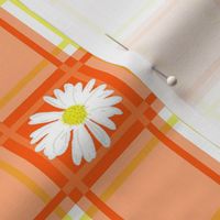 Daisies on Orange Plaid