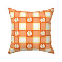 Daisies on Orange Plaid