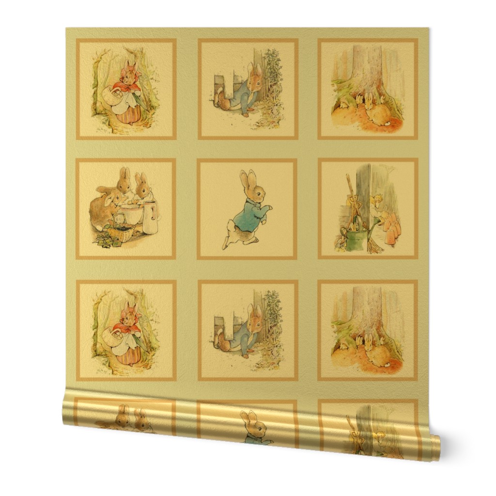 Peter Rabbit Quilt Block Panel No. 2  - Ice Blue