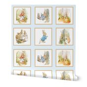 Peter Rabbit Quilt Block Panel No. 2  - Ice Blue