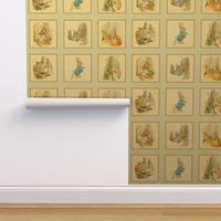 Peter Rabbit Quilt Block Panel No. 2  - Ice Blue