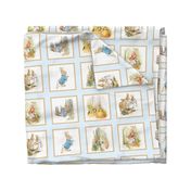 Peter Rabbit Quilt Block Panel No. 2  - Ice Blue