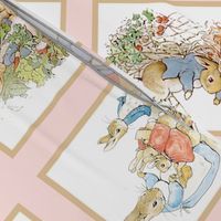 Peter Rabbit Quilt Block Panel No. 1  - Lt. Pink