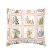 Peter Rabbit Quilt Block Panel No. 1  - Lt. Pink