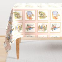 Peter Rabbit Quilt Block Panel No. 1  - Lt. Pink