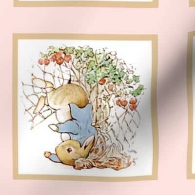 Peter Rabbit Quilt Block Panel No. 1  - Lt. Pink