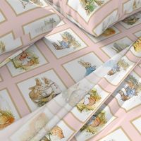 Peter Rabbit Quilt Block Panel No. 2  - Light Pink