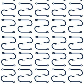 fish hooks (rotated 90) - navy on white - SMALL SCALE