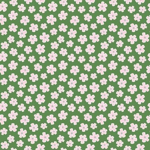 Spring flowers - pink on green - Small scale