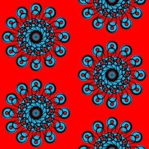 Black-n-Red-n-Turquoise_Rosette_Half_Drop
