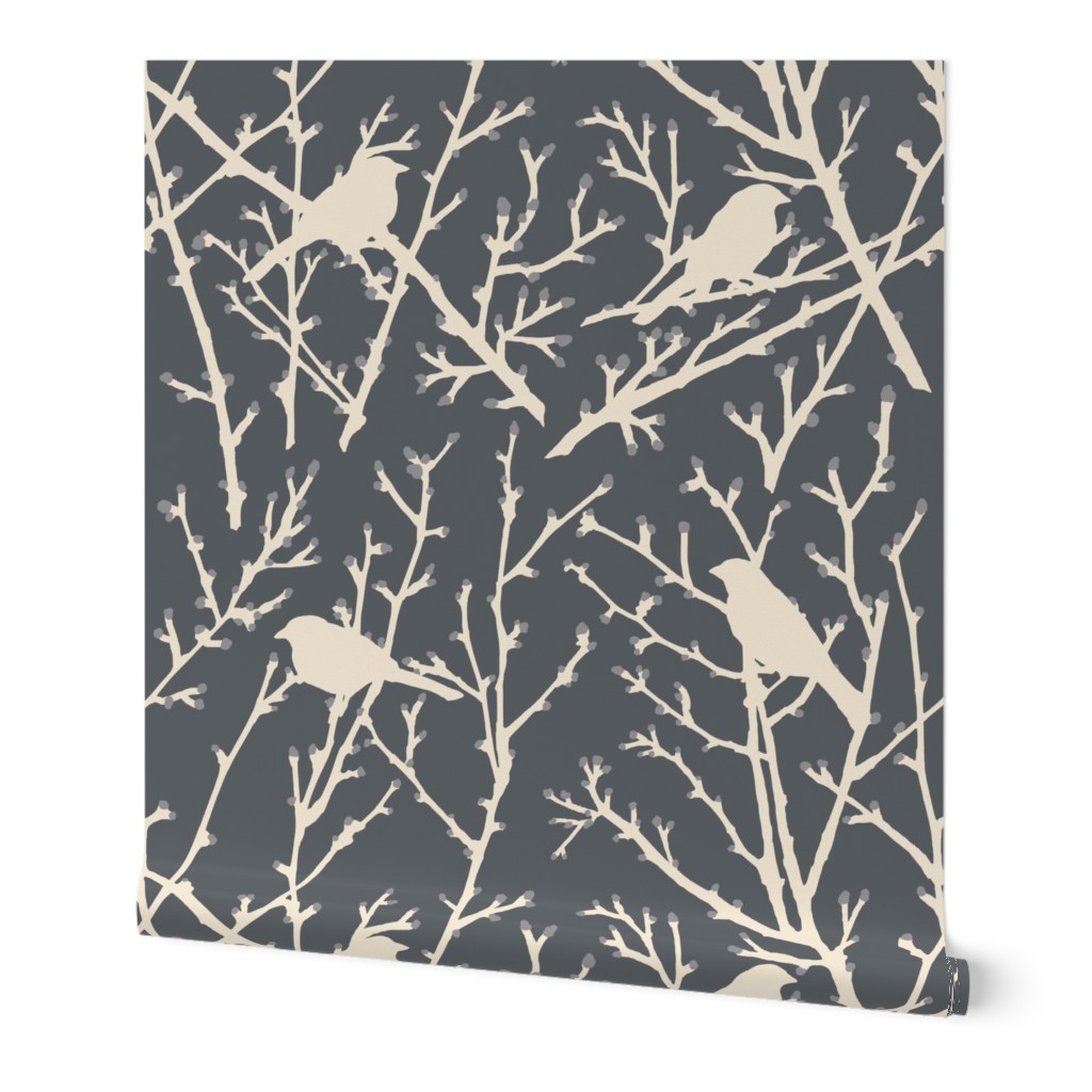 branchy bird - grey/sand