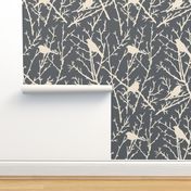 branchy bird - grey/sand