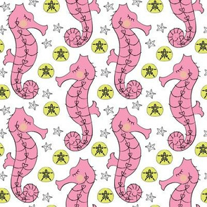 pink seahorses on white