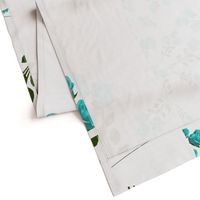 Large Turquoise Roses on White Background