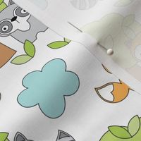 woodland-animals - trees - clouds