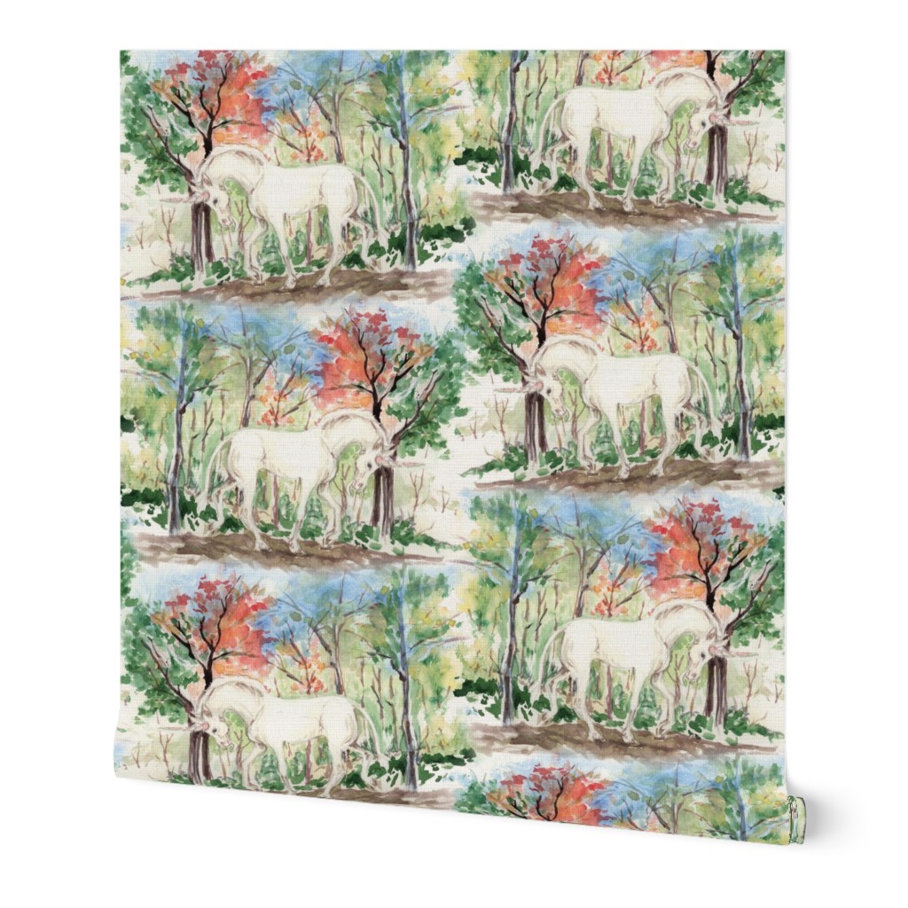 Watercolor Woods with Unicorn