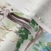 Watercolor Woods with Unicorn