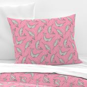  Narwhal  Grey on Pink