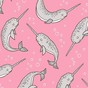  Narwhal  Grey on Pink