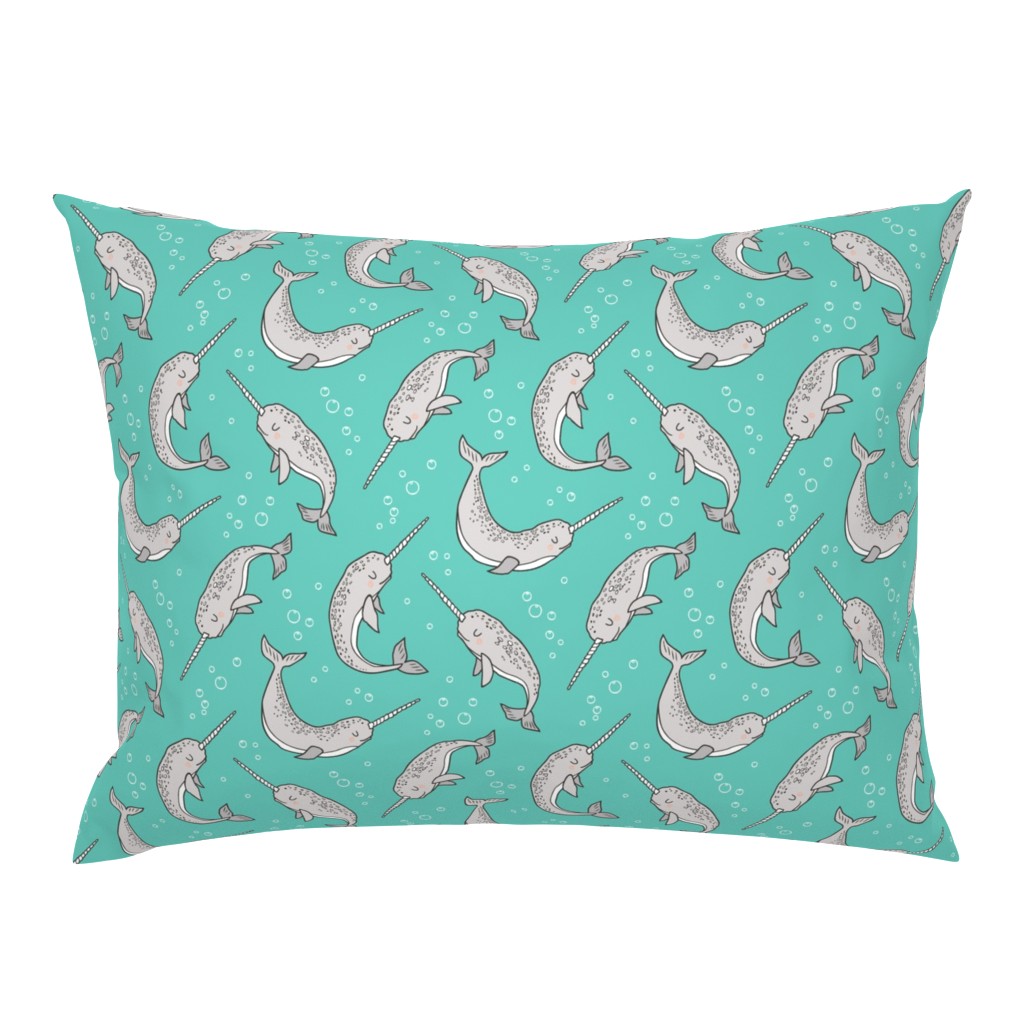 Narwhal  Grey on Green Mint