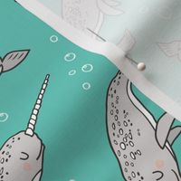 Narwhal  Grey on Green Mint