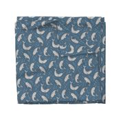 Narwhal  Grey on Navy Blue