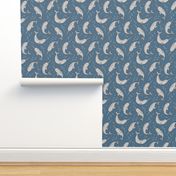 Narwhal  Grey on Navy Blue