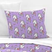 Dreamy Unicorn & Vintage Boho Flowers on Purple