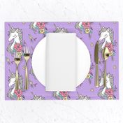 Dreamy Unicorn & Vintage Boho Flowers on Purple