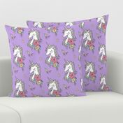 Dreamy Unicorn & Vintage Boho Flowers on Purple