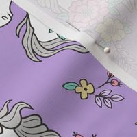 Dreamy Unicorn & Vintage Boho Flowers on Purple