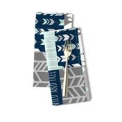 Rotated- Patchwork Deer in WHITE, mint, navy, and grey