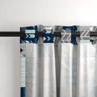 Rotated- Patchwork Deer in WHITE, mint, navy, and grey